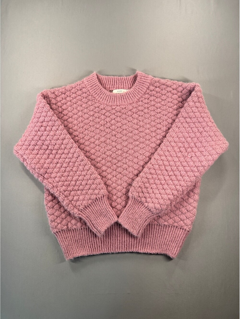 Lush Pink Textured Knit Sweater Medium